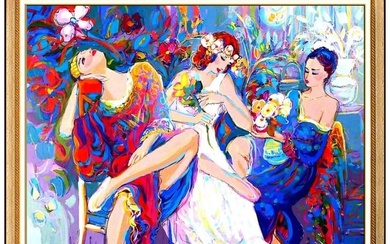 Isaac Maimon Large Painting Original Oil On Canvas Signed Female Portrait Signed