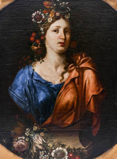 Italian School 18th Cent. Female Portrait Bust Oil on