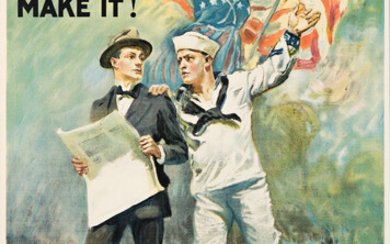 JAMES MONTGOMERY FLAGG (1870-1960) THE NAVY NEEDS YOU! DON'T READ AMERICAN HISTORY -...