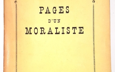 JEAN ROSTAND, Pages d'un moraliste, ed Fasquelle, Paris, 1952 Dédicacé par l'auteur à Patrick Kessel...