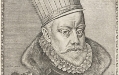 JOHANNES WIERICX Phillip II, King of Spain. Engraving, 1586. 357x251 mm; 14 1/4x10...