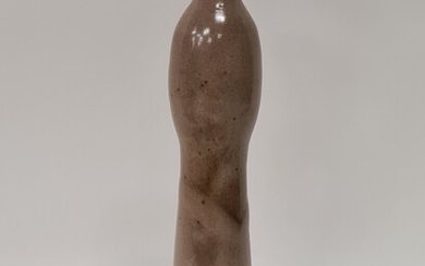 Jacky COVILLE (né en 1936), Vase flûte en grès vernissée dans les tons beiges, marque...