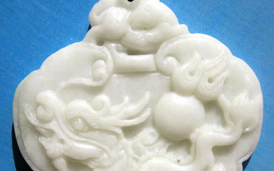 Jade 274cts of Real White Jade The Flying Dragon Amulet