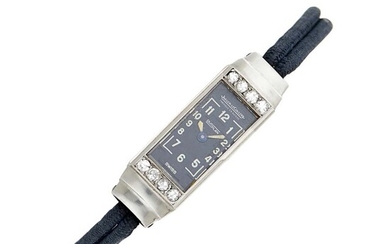 Jaeger LeCoultre Platinum, Diamond, Black Enamel and Cord 'Baguette' Wristwatch, France