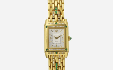 Jaeger-LeCoultre 'Reverso' emerald, diamond and gold wristwatch, Ref. 265.7.06