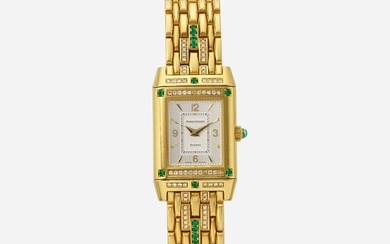 Jaeger-LeCoultre, 'Reverso' emerald, diamond and gold wristwatch, Ref. 265.7.06