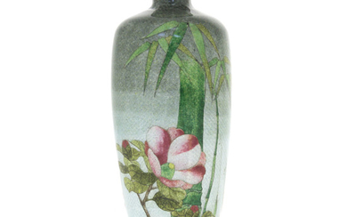 Japanese Enamel Guilloche Vase.