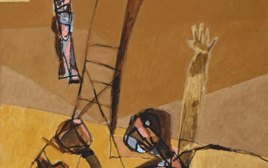Jean RENAULT (1934-2012) "La passion du Christ" (1995), Huile sur panneau, référencée 23-D70 au dos...