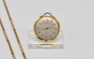 KIENZLE GOLD PLATED POCKET WATCH WITH CHAIN, 1960-1980.