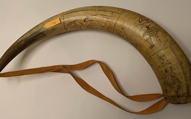 LARGE DECORATED HORN Scotland/America, Late 18th
