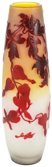 LARGE GALLE FRENCH CAMEO GLASS VASE, C. 1900