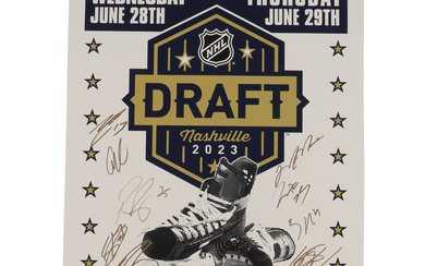 LE 2023 NHL Draft 18x24 Poster Signed By (9) With Mark Messier, Connor McDavid, Connor Beard, Nico Hischier (PSA)