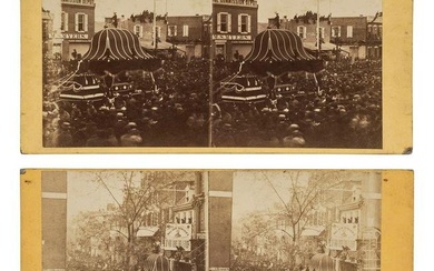 [LINCOLN, Abraham (1809-1865)]. A rare group of 5 stereoviews featuring the Lincoln funeral