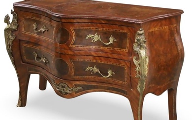 LOUIS XV STYLE BRONZE MTD AND MARQUETRY COMMODE