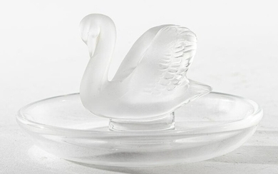 Lalique French Frosted Crystal Swan Ring Tray