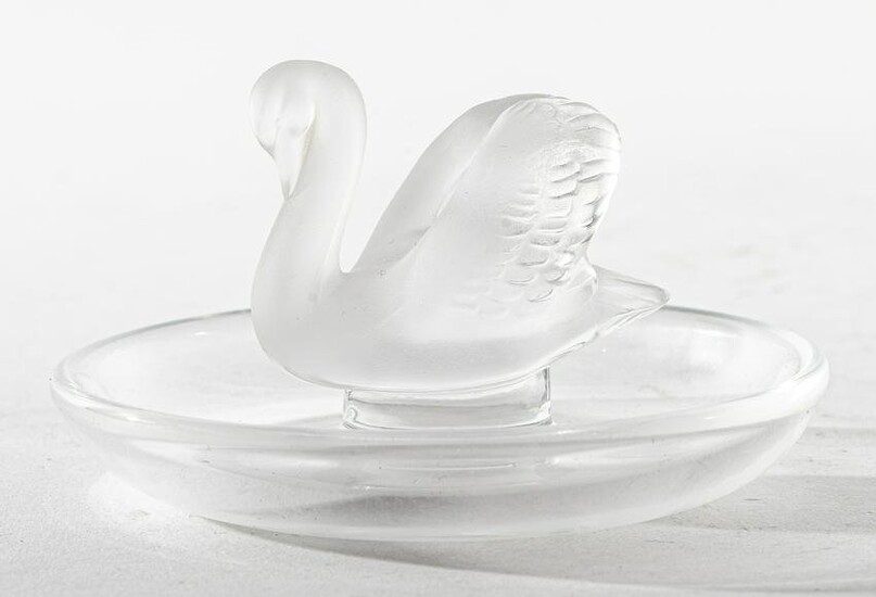 Lalique French Frosted Crystal Swan Ring Tray