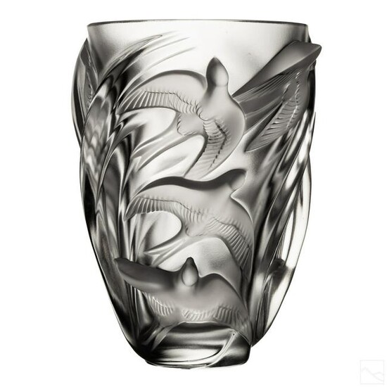 Lalique Martinets Frosted Crystal Art Glass Vase