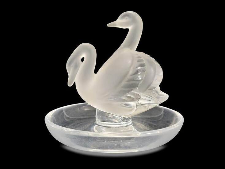 Lalique Swan crystal ring pin holder