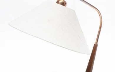 Lampe de bureau vintage à structure en cuivre et bois