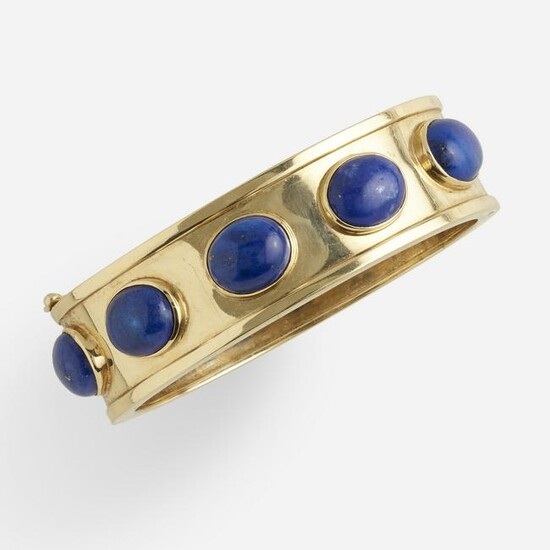 Lapis lazuli and gold bangle bracelet