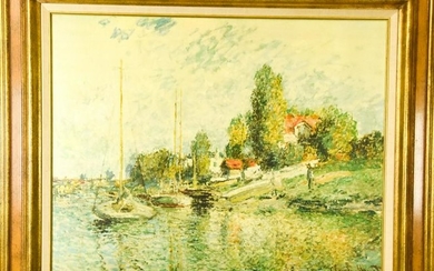 Large Claude Monet Boat Scene Framed Print