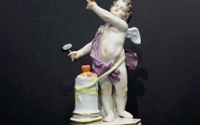 Large Meissen Porcelain Figure Of A Cherub Making