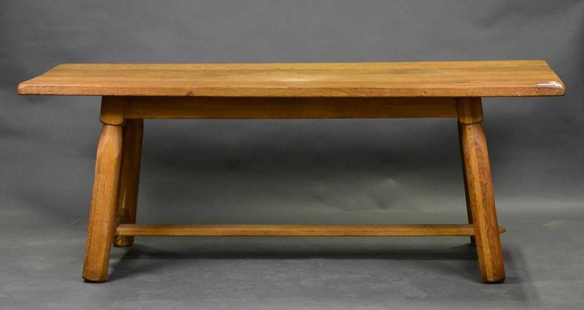 Large Oak Farm Table With Stretcher Base
