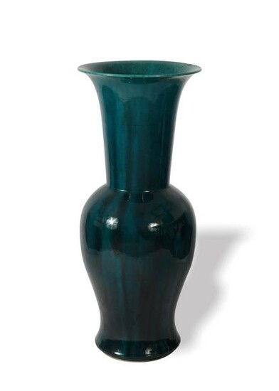 Large Peacock Blue Chinese Vase, Late 19th Century