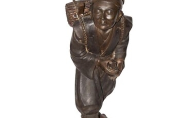 Large bronze figure of a Chinese miner | Große Bronze Figur eines chinesischen Bergmannes