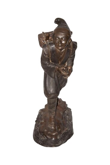 Large bronze figure of a Chinese miner | Große Bronze Figur eines chinesischen Bergmannes