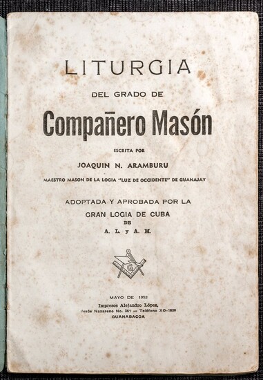 Livre intitulé «Liturgia del grado de companero...