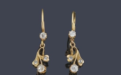 Long 'art nouveau' earrings with plant motifs and