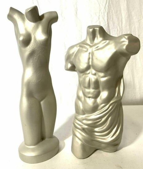 Lot 2 Male & Female Nude Torso Figures
