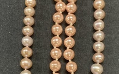 Lot 2 Pink Pearl Beaded Necklace, More