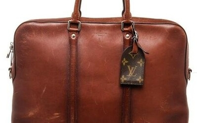Louis Vuitton Brown Leather Porte Documents Voyage Briefcase Bag