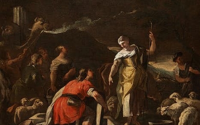 Luca Giordano, 1632/34 Neapel – 1705 ebenda, JAKOB UND RAHEL AM BRUNNEN