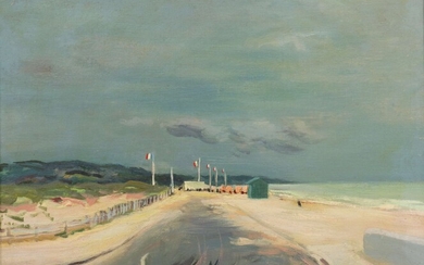 Luigi CORBELLINI (1901-1968) "The beach" hst wd 46x55