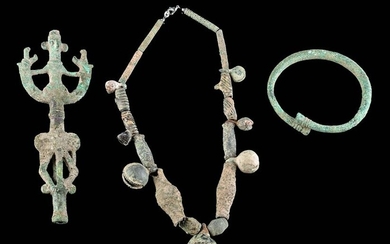 Luristan Bronze Finial, Necklace + Bracelet