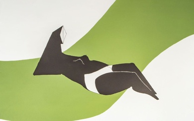 Lynn Russell CHADWICK (1914-2003) "Reclining Figure on Green Wave" (1971) Lithographie couleurs sur vélin de...