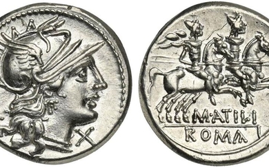 M. Atilius Saranus, Denarius, Rome, 148 BC; AR (g 4,13;...