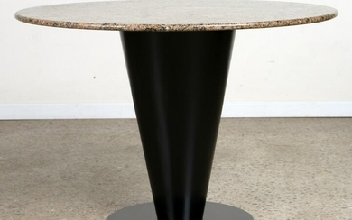 MARBLE TOP CENTER TABLE TAPERED BLACK IRON BASE