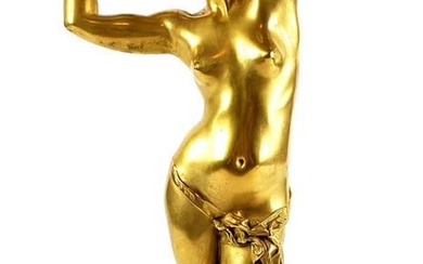 Magnificent 19th C. Tony Noel Signed Gilt Dore Bronze Nude Woman Figure