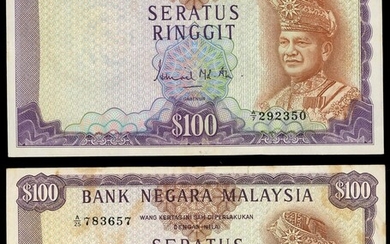 Malaysia, a trio of 100 ringgit, including 2x 2nd series and 1x 4th series, ND, (Pick 11, 17A)