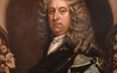 Manière de John Riley (1646-1691) Britannique. Portrait d'un gentleman, probablement Sir Hans Sloane (1660-1753), Huile...