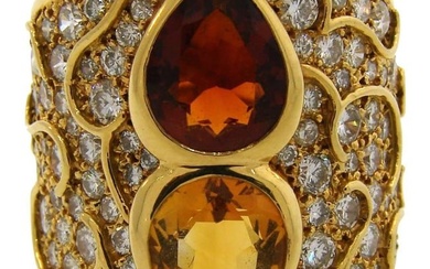Marina B Vintage 18k Gold Ring with Topaz Citrine Diamond