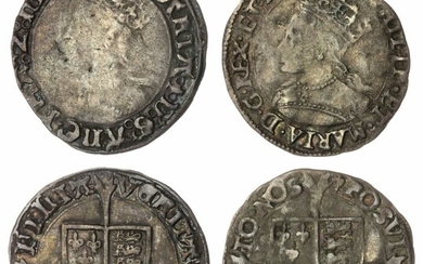 Mary, Sole Reign (1553-1554), Groat; another, Philip and Mary, Groat