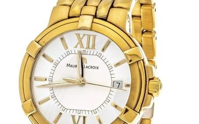 Maurice Lacroix men's quartz watch, ref. CA1107, gold plated case and bracelet, silverf. Dial with