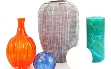 Mdina colored glass vase, etc.