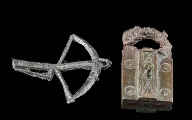 Medieval English Pewter Livery Badges + Brass Lock