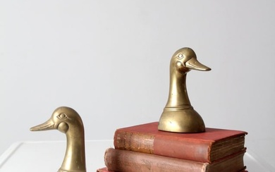 Mid-Century Brass Duck Bookends